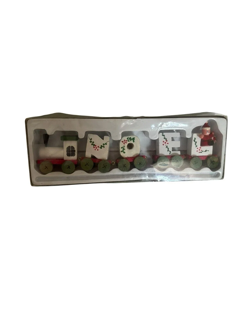Vintage Christmas Wooden Noel Holiday Candle Train In Original Box No Candles